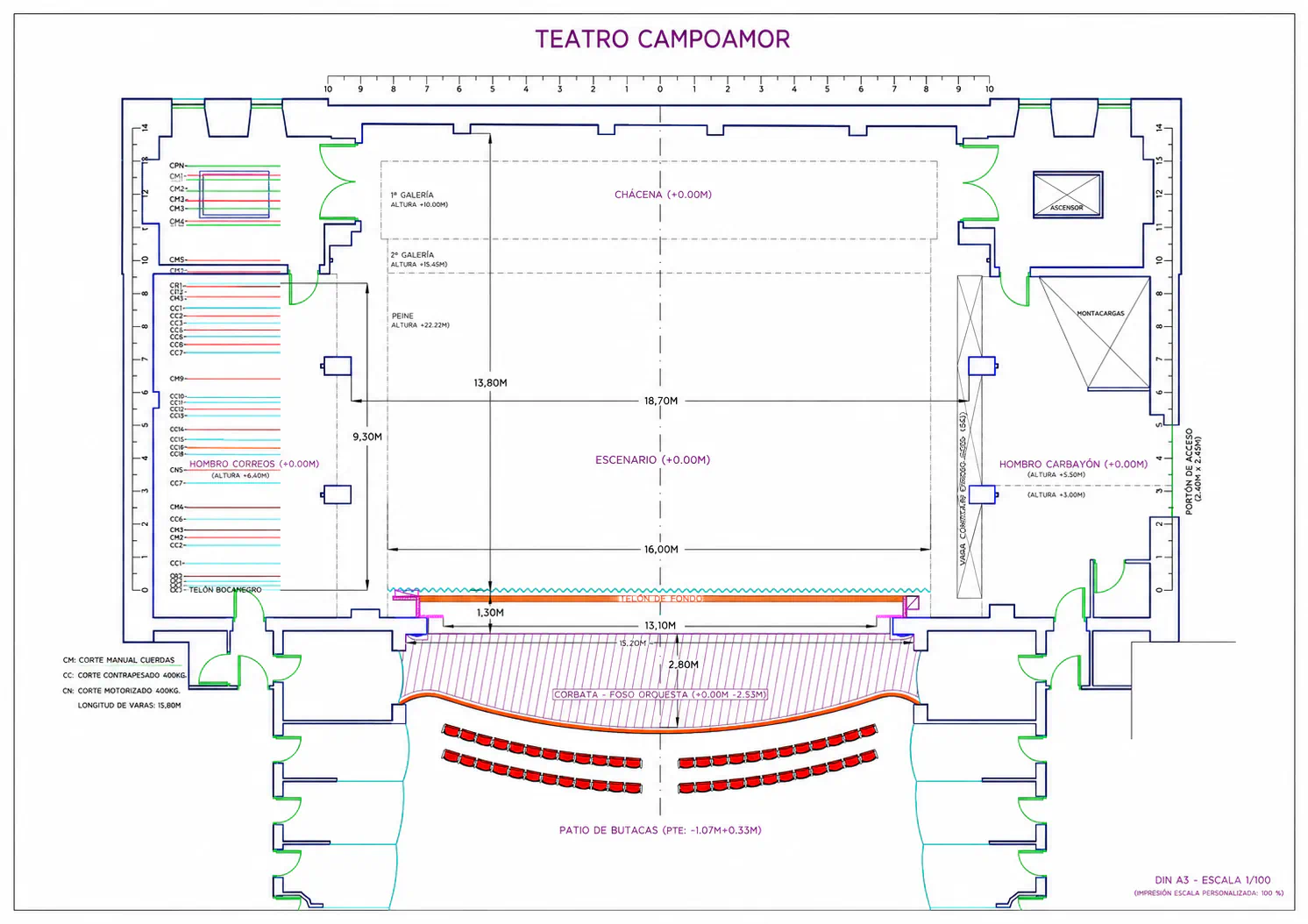 Plano planta escenario